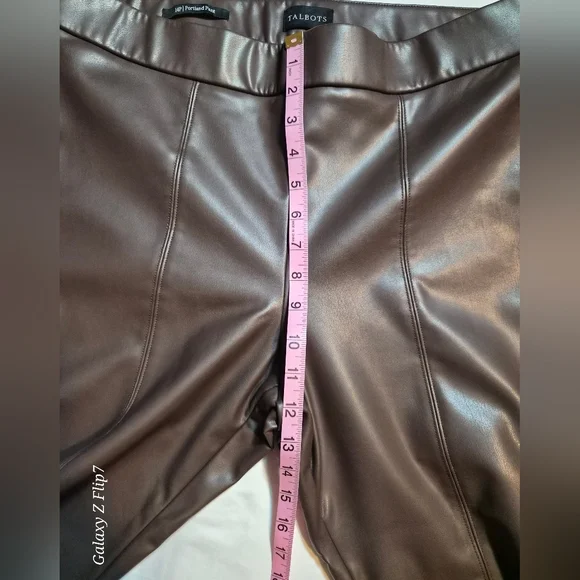 ​Talbots Brown Faux Leather Portland Pants Ankle Skinny Leg Size 14P - Picture 7 of 10